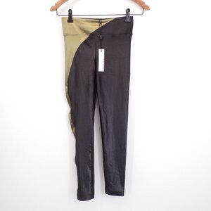 NEW Koral Chase High Rise Satin Legging Black Gold Size Small